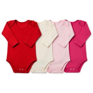 Kit 4 Pçs Body M / LONGA Infantil 1 A 3 Anos Liso Malha 100% Algodão Menina - Oferta na Shopee