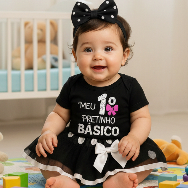 Body Bebê Infantil Preto Menina Mêsversário Vestidinho Temático Meu 1º Pretinho Básico Super Confortável Body Bebê Infantil Preto Menina Mêsversário Vestidinho Temático Meu 1º Pretinho Básico Super Confortável - Oferta na Shopee