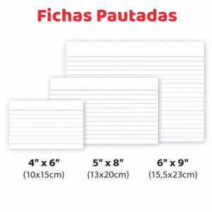 Fichas Pautadas Flash Card Papel 150g Anotações Estudo 4x6 5x8 6x9 100 e 200 Folhas Pautadas - Oferta na Shopee