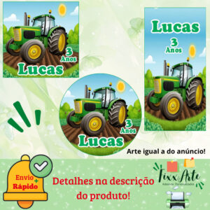 TRATOR VERDE - 100/60/40 Adesivos Personalizados para Festas ( Envia Rápido) - Oferta na Shopee