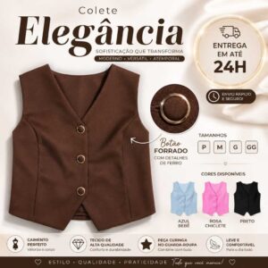 Colete Alfaiataria Elegance Premium Feminino - Oferta na Shopee