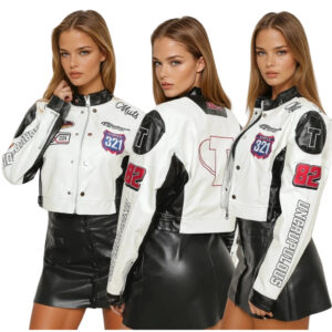Jaqueta De Couro MUTS Motoqueira Estilo Racing Feminina + Plus Size G1 MODA GRINGA Tendência 2026 - Oferta na Shopee