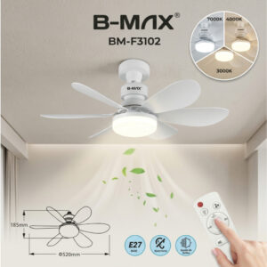 Ventilador de Teto com Lâmpada LED E27 - Silencioso