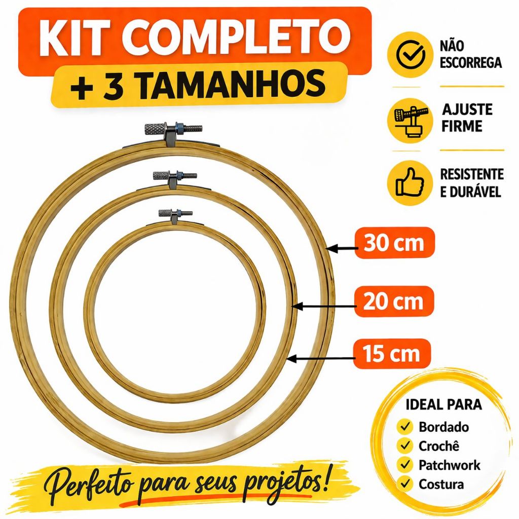 Kit Bastidor Bambu 3 Unidades 15 20 30cm completo Bordado Profissional Ajustável Não Escorrega Promoção Kit Bastidor Bambu 3 Unidades 15 20 30cm completo Bordado Profissional Ajustável Não Escorrega Promoção - Oferta na Shopee