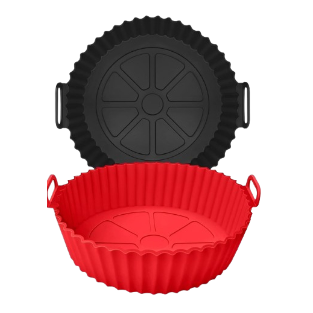 Kit 2 Formas de Silicone para Air Fryer, Forno Micro-ondas Reutilizáveis, Antiaderentes e Flexível Kit 2 Formas de Silicone para Air Fryer, Forno Micro-ondas Reutilizáveis, Antiaderentes e Flexível