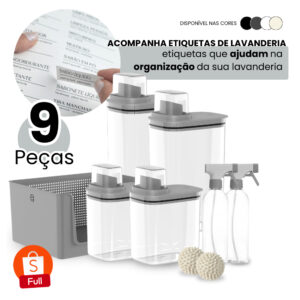 Kit Organizador Lavanderia 9 Peças Dispenser 1