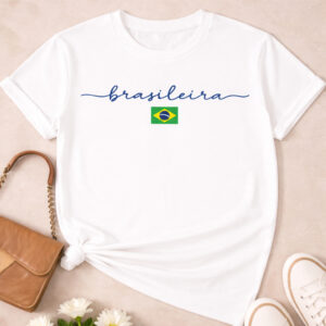 Camiseta Feminina Brasileira Copa Brasil 100% Algodão Estampa Minimalista Casual Confortável Premium Lançamento - Oferta na Shopee