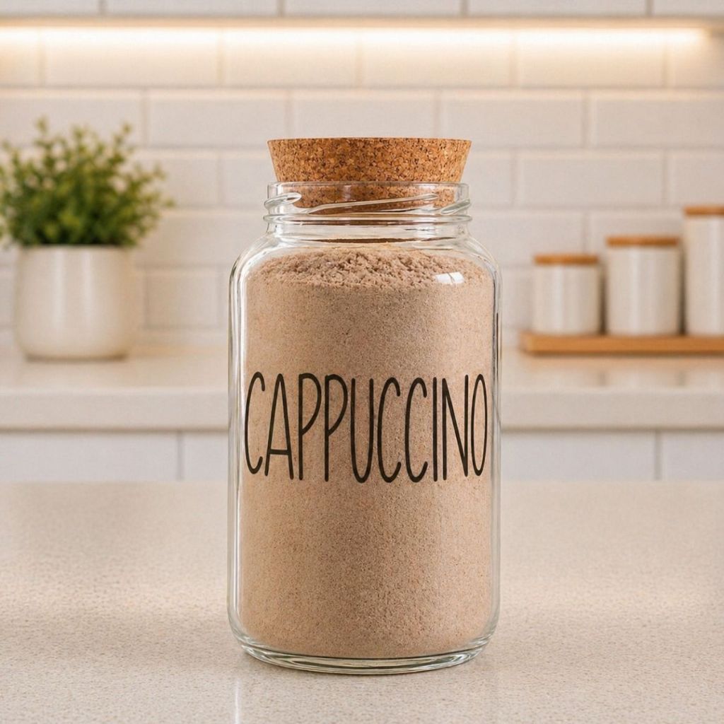 Pote de Vidro Cappuccino 810 ml Com Tampa Rolha Cortiça| Mantimento Pote de Vidro Cappuccino 810 ml Com Tampa Rolha Cortiça| Mantimento