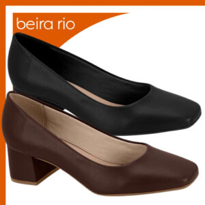Scarpin Beira Rio Bico Quadrado Salto Bloco Médio Sapato Social Feminino Elegante Trabalho - Oferta na Shopee