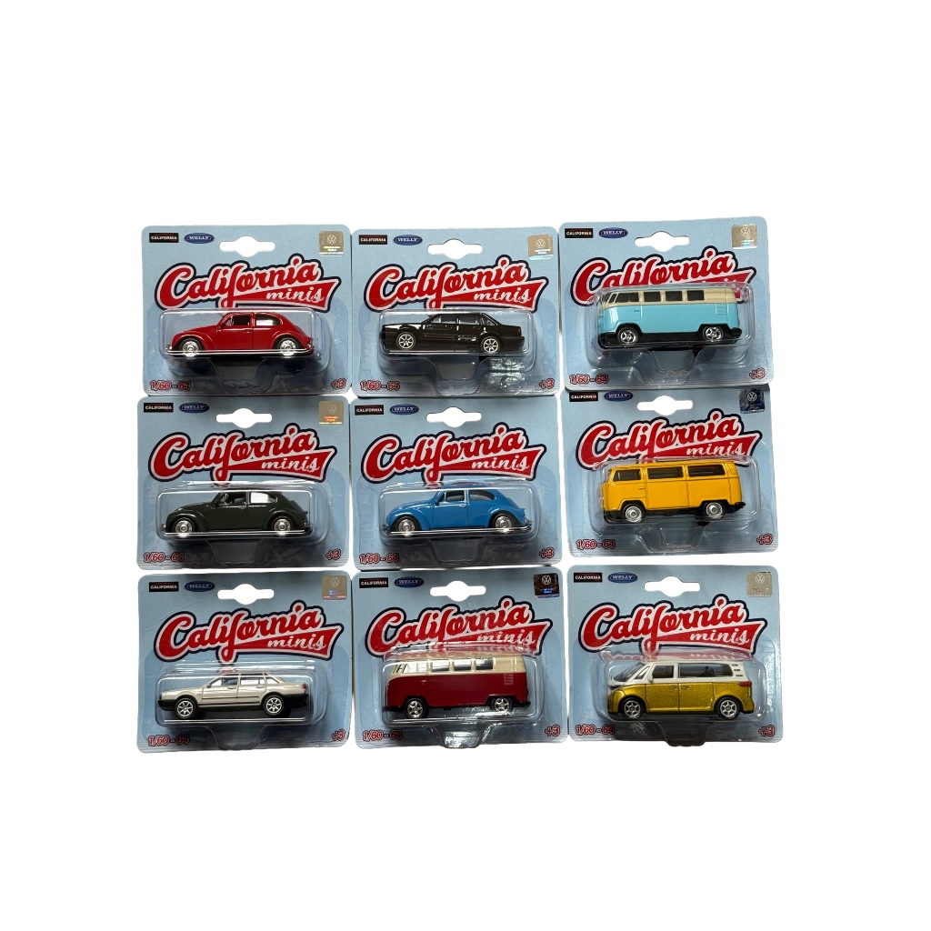 Miniatura Welly California Minis Volkswagen Fusca Kombi Santana T3 Coleção Escala 1:64 Miniatura Welly California Minis Volkswagen Fusca Kombi Santana T3 Coleção Escala 1:64