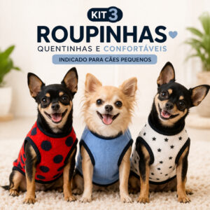 Kit 3 Roupinha para Cachorro Pequeno Pinscher Inverno Frio Pet Roupa de Cachorro Filhote Confortável - Oferta na Shopee