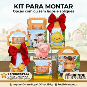 Kit Festa Fazendinha | Caixinhas Personalizadas | Para Montar | Lembrancinhas para Festa Infantil - Oferta na Shopee