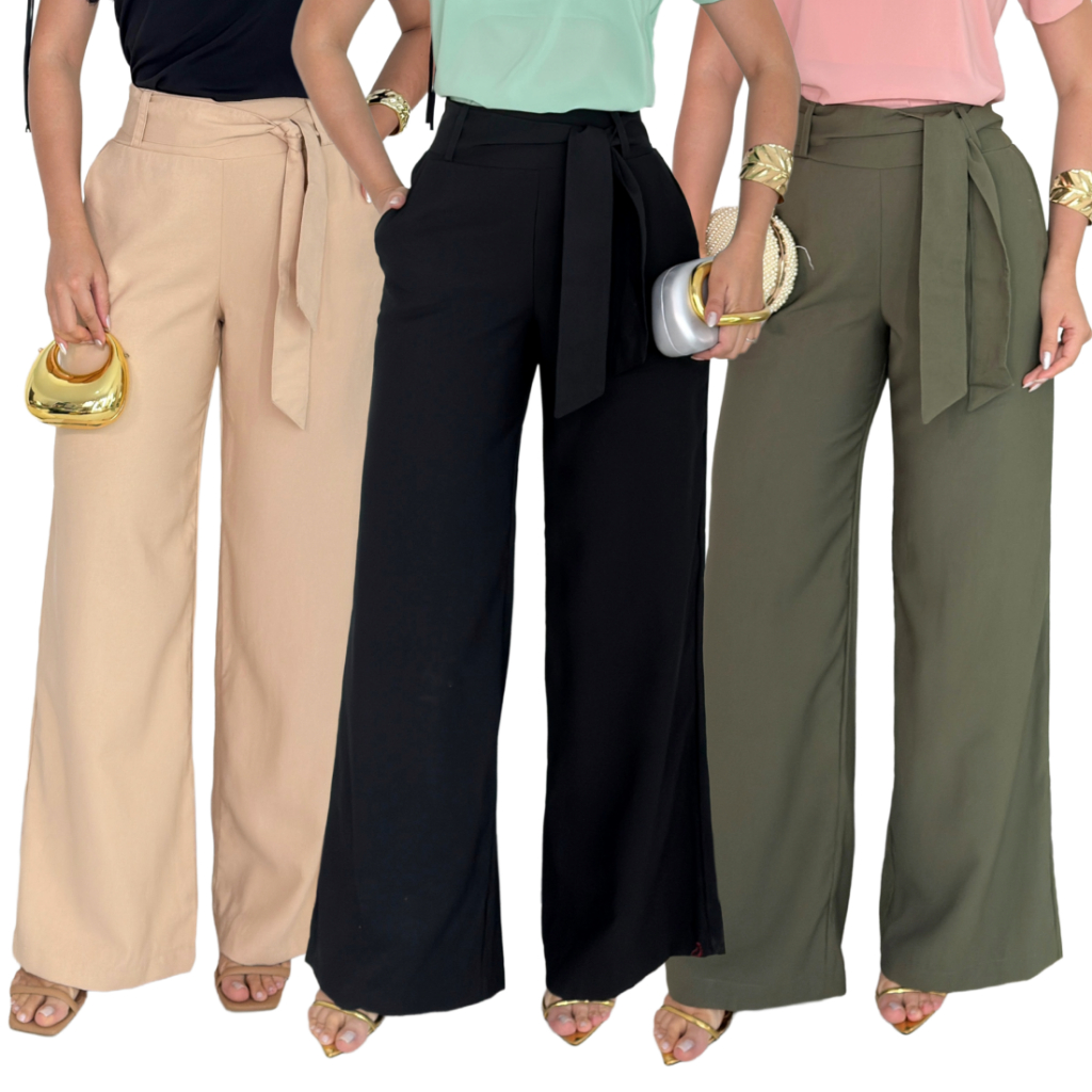 Calça Social Feminina Alfaiataria Pantalona Elegante com Bolso Cinto Fixo do P ao GG Envio Imediato Calça Social Feminina Alfaiataria Pantalona Elegante com Bolso Cinto Fixo do P ao GG Envio Imediato