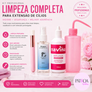 Kit Limpeza Cílios Pisseta Bruma Navina Primer Escovinha - Oferta na Shopee