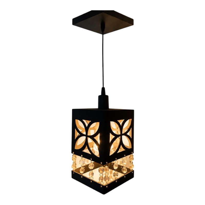 Luminaria Lustre Pendente De Teto Petala Cristais Mdf 3mm 20×12 Preto Luminaria Lustre Pendente De Teto Petala Cristais Mdf 3mm 20×12 Preto