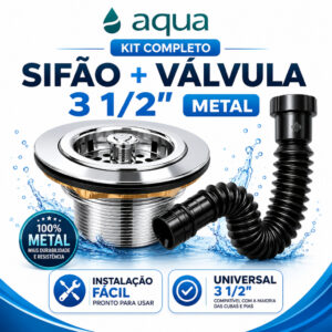 Kit Sifão Sanfonado Ajustável Preto + Válvula Americana Inox 3 1/2 Universal Pia Cozinha Cuba - Oferta na Shopee