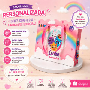 Sacolinhas Personalizadas Festa Bolofofo Rosa - Oferta na Shopee