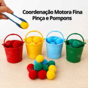 Jogo Pega Pompom Montessori com Baldinhos Coloridos | Pinça Infantil | Brinquedo Sensorial Educativo - Oferta na Shopee
