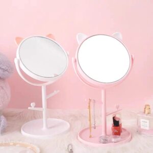 Espelho de Mesa Gatinho com Suporte Porta Joias - Oferta na Shopee