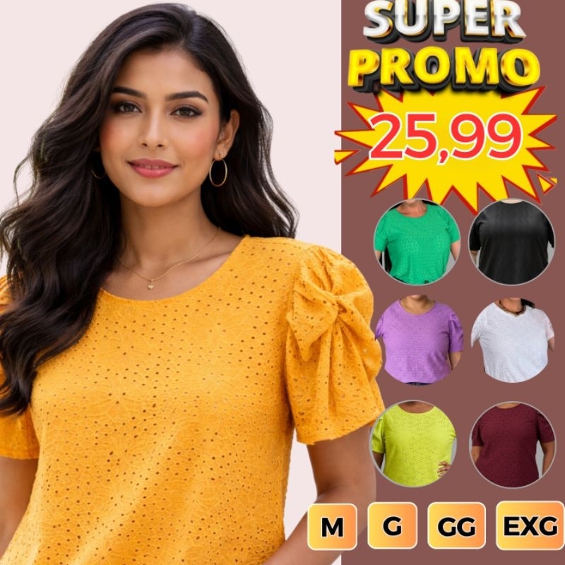 Promoção Blusa Estilosa Tendência Leese Manga Bufante Detalhes em Relevo, Fresca, Confortável, Versátil. Promoção Blusa Estilosa Tendência Leese Manga Bufante Detalhes em Relevo, Fresca, Confortável, Versátil.