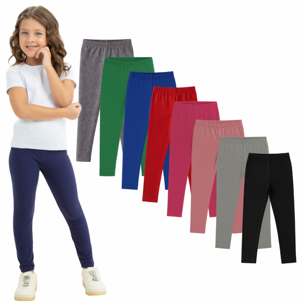 Kit 3 Calça Legging Cotton Uniforme Escolar Infantil Juvenil Menina Tamanho 1 ao 16 Kit 3 Calça Legging Cotton Uniforme Escolar Infantil Juvenil Menina Tamanho 1 ao 16