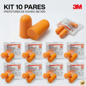 Kit 10 Protetor Auricular 3M 1100 Espuma Abafador sem Cordão Tampão de Ouvido - Oferta na Shopee