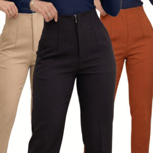 Calça Alfaiataria Feminina com Bolsos Cintura Alta Modelagem Social e Moderna - Oferta na Shopee