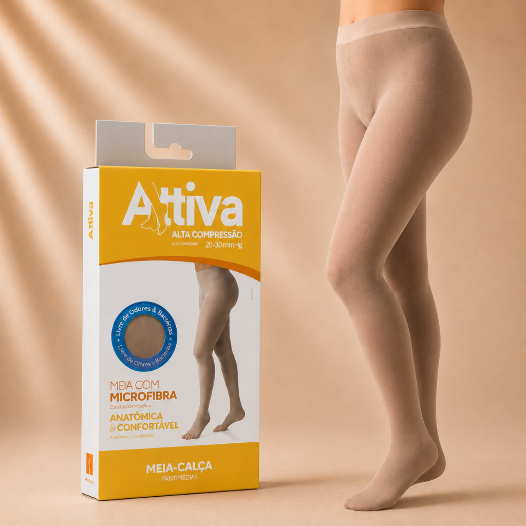 Meia Calça Alta Compressão 20-30mmHg Cor Natural Attiva Ponteira Fechada Meia Calça Alta Compressão 20-30mmHg Cor Natural Attiva Ponteira Fechada - Oferta na Shopee