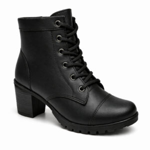 Bota Coturno Feminina Zamarini Preto Cano Curto Salto Grosso Tratorada Moda Casual - Oferta na Shopee