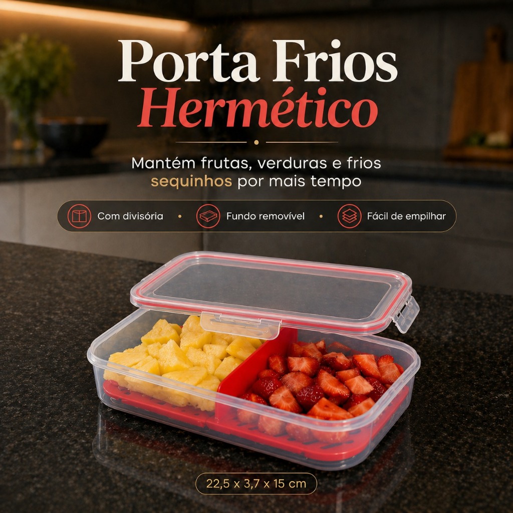 Porta Frios Porta Presunto e Queijo Com Fundo Removivel Para Conservar Alimentos E Organizar a Geladeira Hermético Duplo Porta Frios Porta Presunto e Queijo Com Fundo Removivel Para Conservar Alimentos E Organizar a Geladeira Hermético Duplo