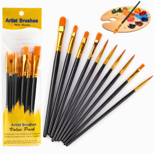 Kit 10 Pincéis Artísticos para Pintura Pincel com Cerdas Macias para Aquarela Óleo Guache Acrílica - Oferta na Shopee