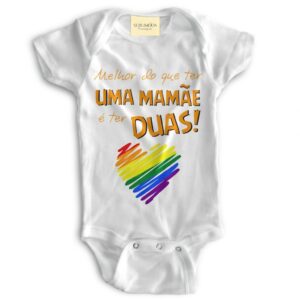 Body Bebê Personalizado - Melhor do Que Ter Uma Mamãe é Ter Duas! - Poliéster + Elastano  ✨ - Oferta na Shopee