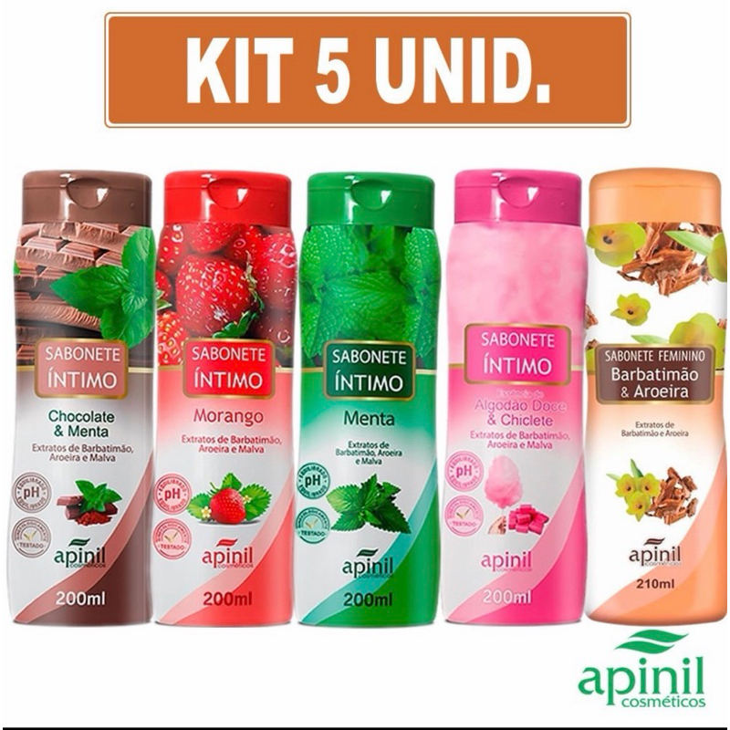 KIT 5 Sabonete Intimo Feminino 200ml APINI – Fragrâncias SORTIDAS KIT 5 Sabonete Intimo Feminino 200ml APINI – Fragrâncias SORTIDAS