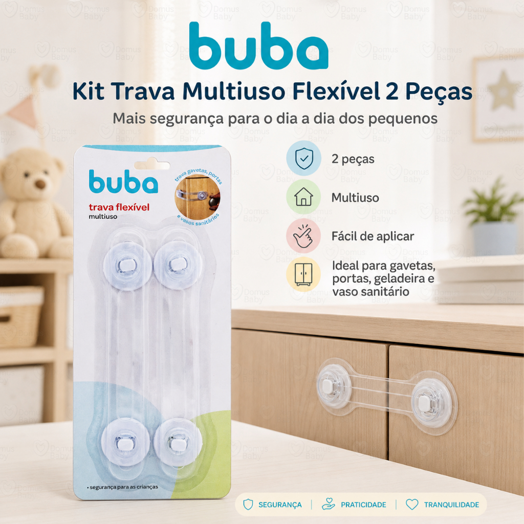 Trava de Segurança Buba Original Multiuso Flexível 2 Peças Infantil Trava de Segurança Buba Original Multiuso Flexível 2 Peças Infantil - Oferta na Shopee