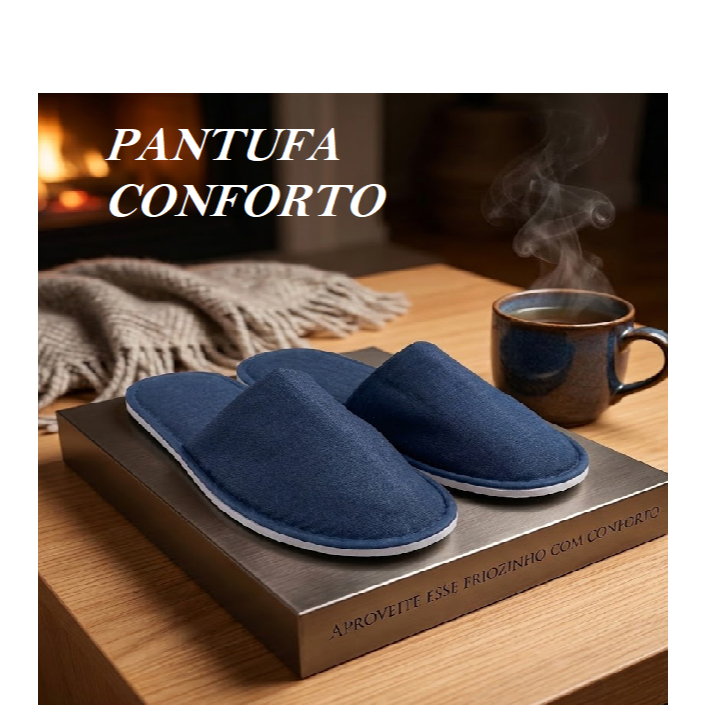 Pantufa conforto hotel – Azul jeans- tam unico presente – FRIO inverno Pantufa conforto hotel – Azul jeans- tam unico presente – FRIO inverno