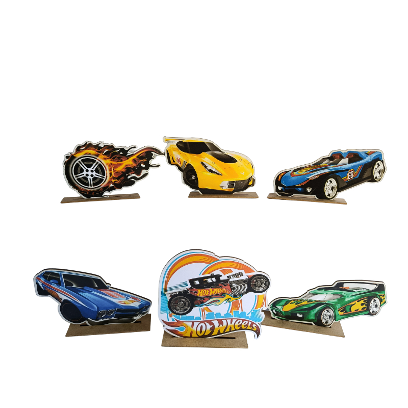 Display de Mesa Kit 6 Peças Para Festa Hot Wheels 3 MDF - Oferta na Shopee