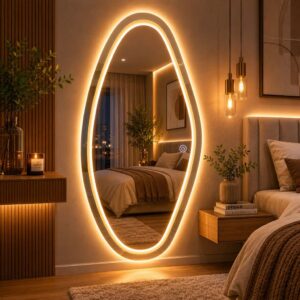 Espelho Led Orgânico Jateado Touch 3 Modos de Luz Branco Quente Frio Sala Quarto Closet Banheiro - Oferta na Shopee