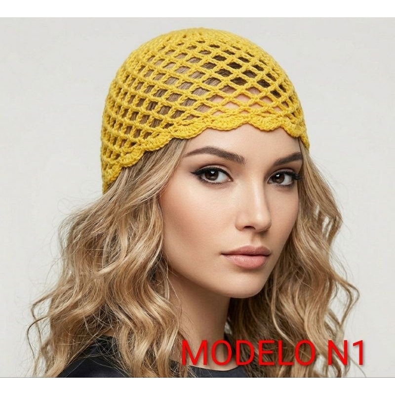Touca em crochê ( headpierce) touca casquete super tendência Touca em crochê ( headpierce) touca casquete super tendência - Oferta na Shopee
