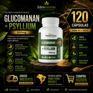 GLUCOMANAN 100% PURO - 120 CÁPSULAS DE 500MG - QUALIDADE PREMIUM - Oferta na Shopee