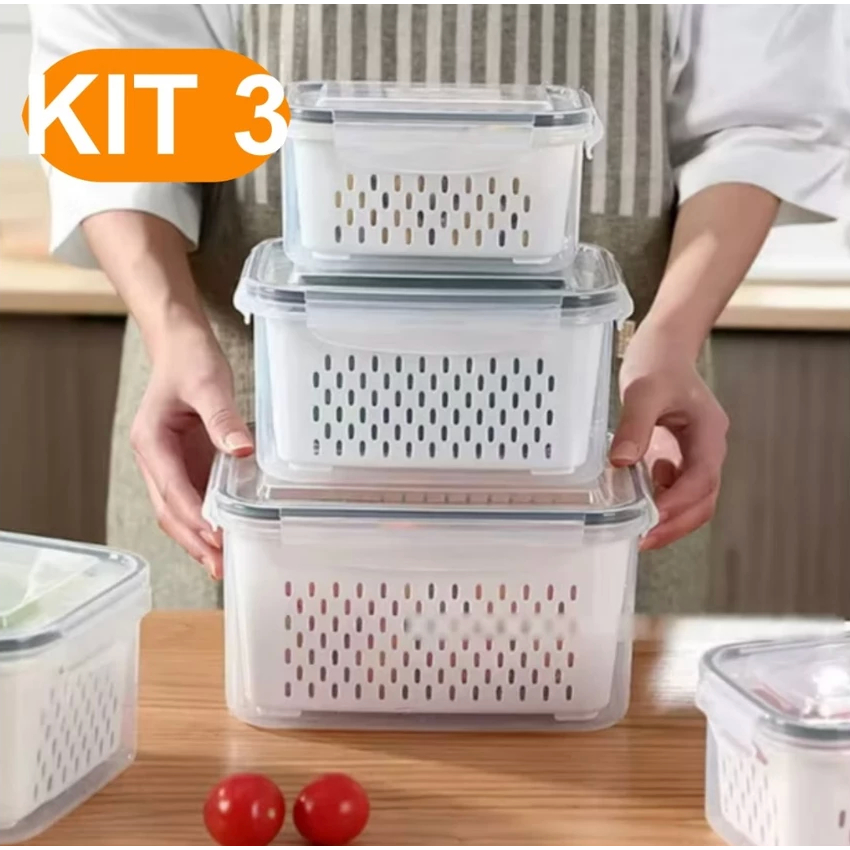 Kit 3 potes Organizadores Geladeira Organizador Alimentos Vegetais Cozinha Branco Kit 3 potes Organizadores Geladeira Organizador Alimentos Vegetais Cozinha Branco - Oferta na Shopee