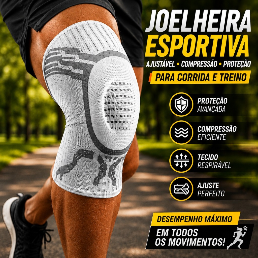 Joelheira Compressão Esportiva Proteção Joelho Academia Corrida Crossfit Joelheira Compressão Esportiva Proteção Joelho Academia Corrida Crossfit
