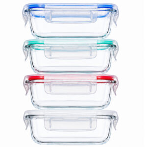 Pote Hermético De Vidro 410ml Retangular Marmita Fitness Fruta Salada Doces Casa Cozinha Multiuso - Oferta na Shopee