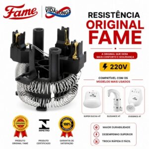 Resistência Original FAME Vida Longa 220V Para Chuveiros FAME Compatível Diversos Modelos - Oferta na Shopee