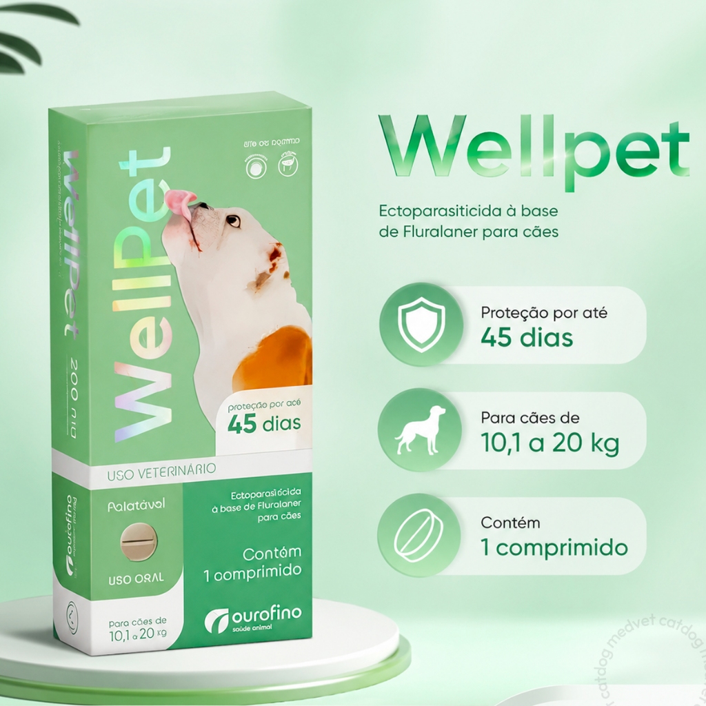 Wellpet 10,1 A 20kg Cães Antipulgas Carrapatos Proteção Por 45 Dias Altamente Palatável Wellpet 10,1 A 20kg Cães Antipulgas Carrapatos Proteção Por 45 Dias Altamente Palatável