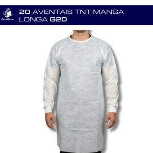 Kit 20 Avental Descartável TNT BRANCO G20 | Jaleco Manga Longa Capote Gramatura 20 - Oferta na Shopee