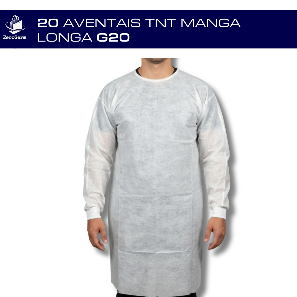 Kit 20 Avental Descartável TNT BRANCO G20 | Jaleco Manga Longa Capote Gramatura 20 Kit 20 Avental Descartável TNT BRANCO G20 | Jaleco Manga Longa Capote Gramatura 20 - Oferta na Shopee