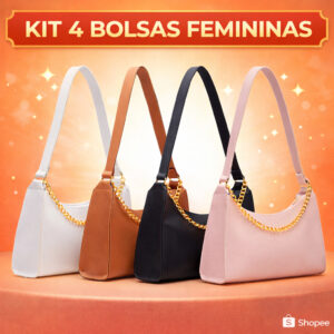 KIT BOLSAS FEMININAS 4 BAGUETES LISAS PEQUENAS CORRENTES DE OMBRO E DE MÃO PEQUENAS MEIA LUA CORES!! - Oferta na Shopee