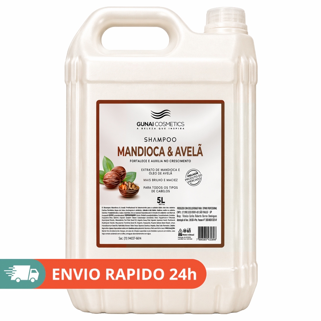 Shampoo Profissional Mandioca e Avelã Gunai – Fortalecimento e Crescimento 5L Shampoo Profissional Mandioca e Avelã Gunai – Fortalecimento e Crescimento 5L
