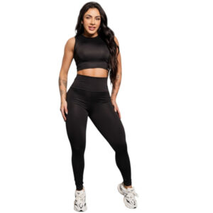 Conjunto Feminino Calça Legging e Top Cropped Academia Treino Fitness Esportivo Tecido Grosso Zero Transparência. - Oferta na Shopee