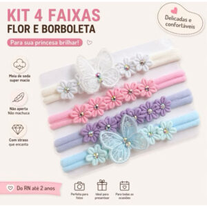 kit 4 Faixinhas de Cabelo para bebê na Meia de Seda- RN Infantil/Maternidade Delicada Confortável/ Cores Aleatórias. - Oferta na Shopee